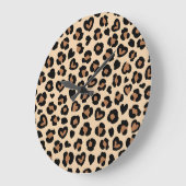 アニマルプリント，ヒョウ，チートスポット，ハート ラージ壁時計 (傾斜)