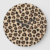アニマルプリント，ヒョウ，チートスポット，ハート ラージ壁時計 (正面)