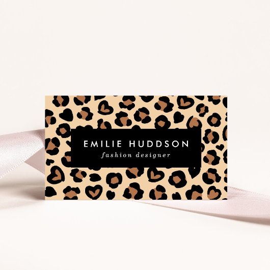 アニマルプリント,ヒョウ,チートスポット,ハート 名刺