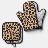 アニマルプリント,ヒョウ,チートスポット,ハート 鍋つかみ&鍋敷きセット (正面/裏面)