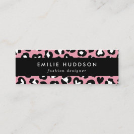アニマルプリント，ピンキヒョウ，チートスポット，ハート スキニー名刺
