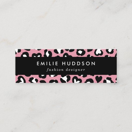 アニマルプリント,ピンキヒョウ,チートスポット,ハート スキニー名刺 (正面)