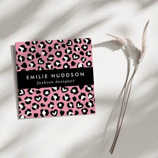 アニマルプリント,ピンキヒョウ,チートスポット,ハート スクエア名刺