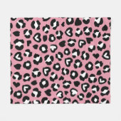 アニマルプリント，ピンキヒョウ，チートスポット，ハート フリースブランケット (正面(横))