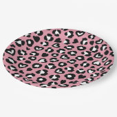 アニマルプリント，ピンキヒョウ，チートスポット，ハート ペーパープレート (アングル)