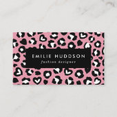 アニマルプリント，ピンキヒョウ，チートスポット，ハート 名刺 (正面)