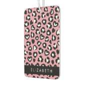 アニマルプリント，ピンクヒョウ，ハート，あなたの名前 カーエアーフレッシュナー (左)