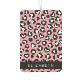 アニマルプリント，ピンクヒョウ，ハート，あなたの名前 カーエアーフレッシュナー (裏面)