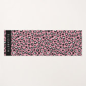 アニマルプリント，ピンクヒョウ，ハート，あなたの名前 ヨガマット (正面(横))