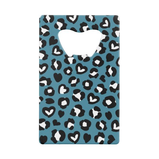 アニマルプリント,ブルーヒョウ,チータスポット,ハート クレジットカード栓抜き (正面)