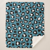 アニマルプリント，ブルーヒョウ，チータスポット，ハート シェルパブランケット (正面)