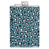 アニマルプリント，ブルーヒョウ，チータスポット，ハート フラスク (正面)