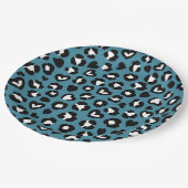 アニマルプリント，ブルーヒョウ，チータスポット，ハート ペーパープレート (アングル)