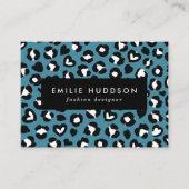 アニマルプリント，ブルーヒョウ，チータスポット，ハート 名刺 (正面)