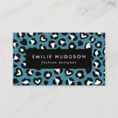 アニマルプリント，ブルーヒョウ，チータスポット，ハート 名刺 (正面)