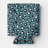 アニマルプリント，ブルーヒョウ，チータスポット，ハート 缶クーラー (正面)