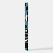 アニマルプリント，ブルーレオパード，ハート，あなたの名前 iPhoneケース (右側面)