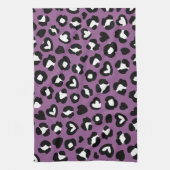 アニマルプリント，ムラサキヒョウ，チートスポット，ハート キッチンタオル (縦)