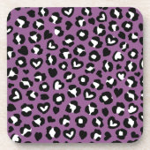 アニマルプリント，ムラサキヒョウ，チートスポット，ハート コースター (正面)