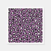 アニマルプリント，ムラサキヒョウ，チートスポット，ハート スタンダードカクテルナプキン (正面)