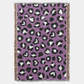 アニマルプリント，ムラサキヒョウ，チートスポット，ハート スローブランケット (正面縦)