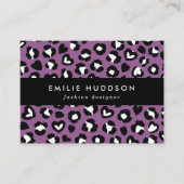 アニマルプリント，ムラサキヒョウ，チートスポット，ハート 名刺 (正面)