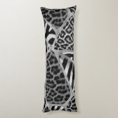 アニマルプリント-レオパードとゼブラ-シルバー ボディピロー (裏面 (縦))