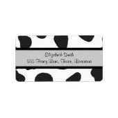 アニマルプリント(牛プリント)、牛点-白い黒 ラベル (正面)