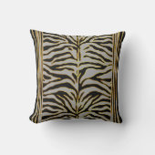 アニマルプリント、虎ストライプの金ゴールドと灰色 クッション (正面)