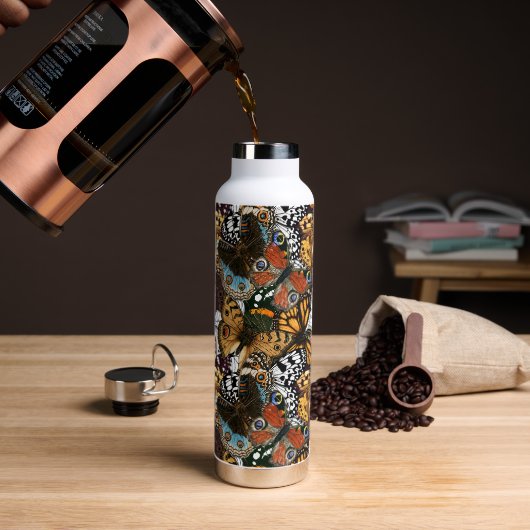 アニマルプリント。蝶の羽。 ウォーターボトル (コーヒー)