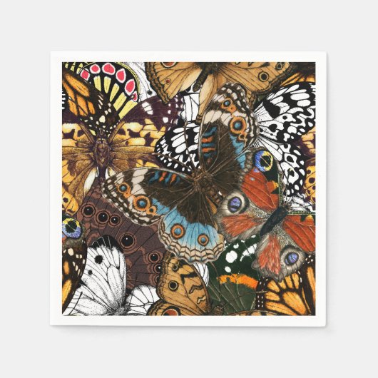 アニマルプリント。蝶の羽。 スタンダードカクテルナプキン (正面)