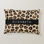 アニマルプリント、Brown Leopard、ハート、お名前 アクセントクッション (裏面)