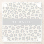 アニマルプリント、Brown Leopard、ハート、お名前 ガラスコースター (裏面)