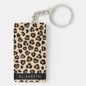 アニマルプリント、Brown Leopard、ハート、お名前 キーホルダー (裏面)