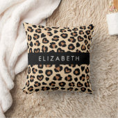 アニマルプリント、Brown Leopard、ハート、お名前 クッション (ブランケット)