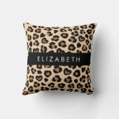アニマルプリント、Brown Leopard、ハート、お名前 クッション (裏面)