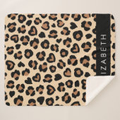 アニマルプリント、Brown Leopard、ハート、お名前 シェルパブランケット (正面(横))