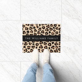 アニマルプリント、Brown Leopard、ハート、お名前 ドアマット