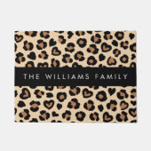 アニマルプリント、Brown Leopard、ハート、お名前 ドアマット (正面)
