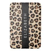 アニマルプリント、Brown Leopard、ハート、お名前 バスマット (正面縦)