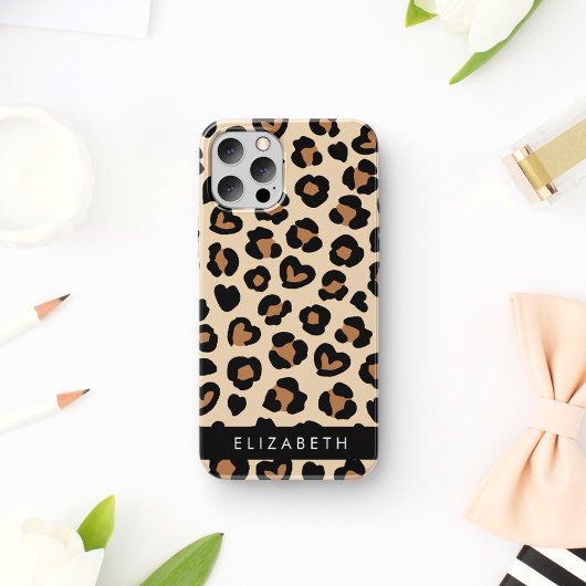 アニマルプリント、Brown Leopard、ハート、お名前 Case-Mate iPhoneケース