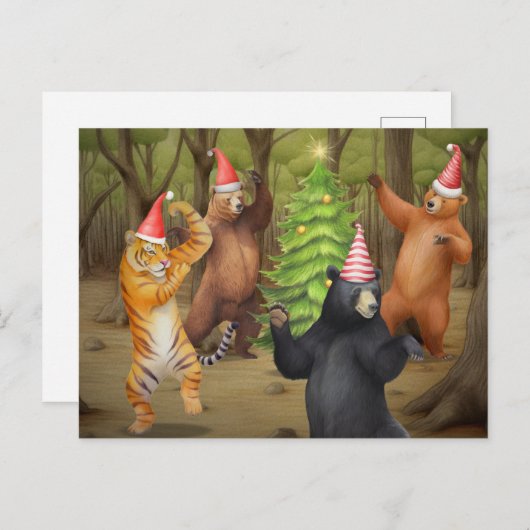 アニマルベアタイガークリスマスパーティー シーズンポストカード (正面/裏面)