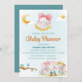 アニマルベビーシャワー招待状 招待状 (正面/裏面)