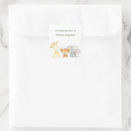 アニマルボーイズ'この本は属する'キッズ蔵書票 スクエアシール (バッグ)