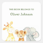 アニマルボーイズ'この本は属する'キッズ蔵書票 スクエアシール (正面)