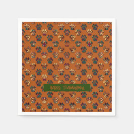 アニマルポーシルエットサンクスギビングポーティードックオレンジ スタンダードカクテルナプキン