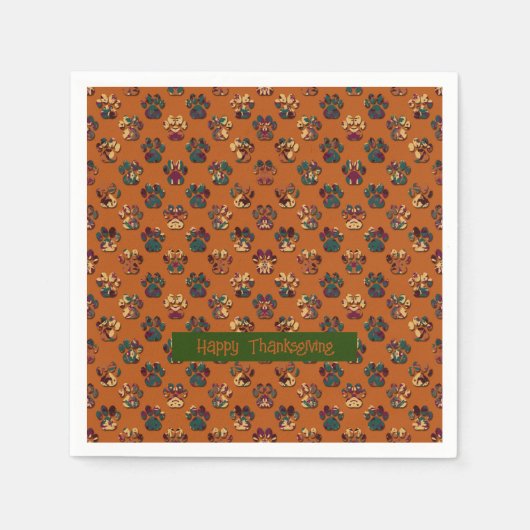 アニマルポーシルエットサンクスギビングポーティードックオレンジ スタンダードカクテルナプキン (正面)