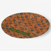 アニマルポーシルエットサンクスギビングポーティードックオレンジ ペーパープレート (アングル)