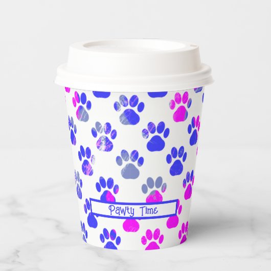 アニマルポーシルエットブルーピンクポーティ紙 紙コップ (正面)