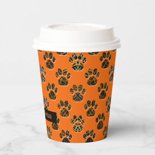 アニマルポーシルエットペットハッピーハローウィンオレンジ 紙コップ (左)